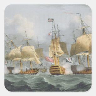 Pegatina Cuadrada Lord Howe en la reina Charlotte, rompiendo el enem