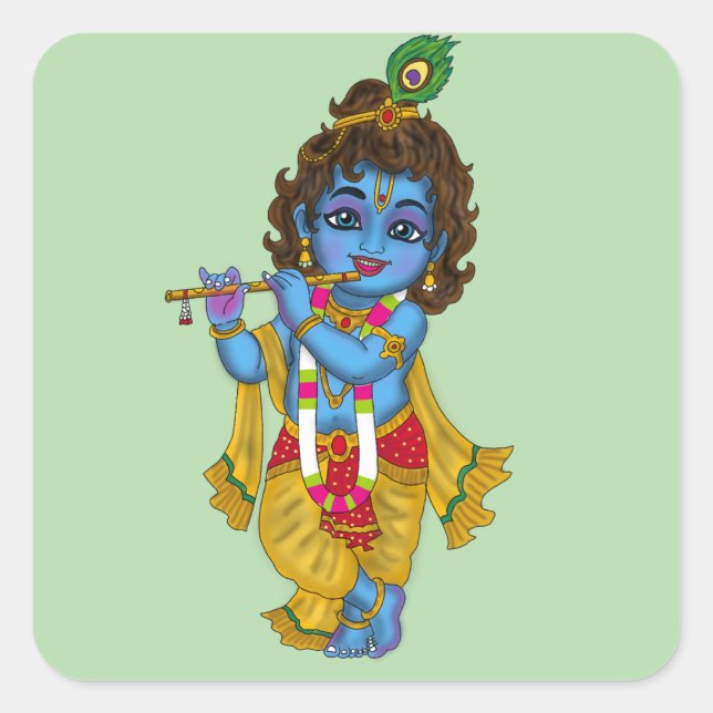 Pegatina Cuadrada Lord Krishna Stickers (Anverso)