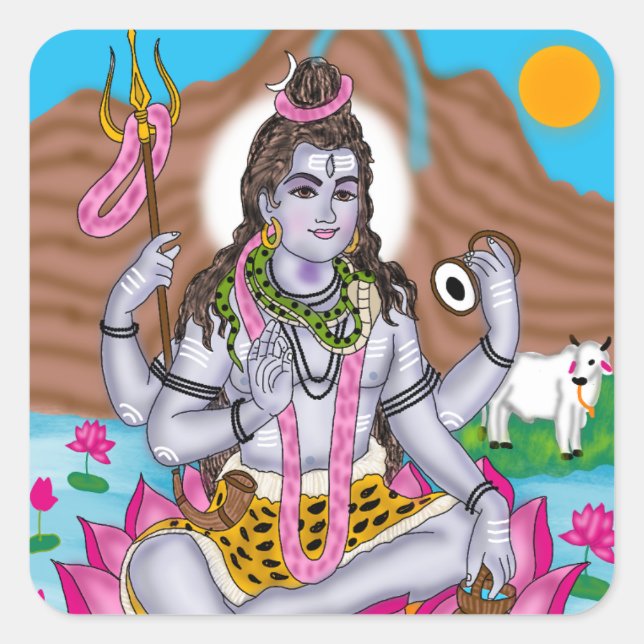 Pegatina Cuadrada Lord Shiva Stickers (Anverso)