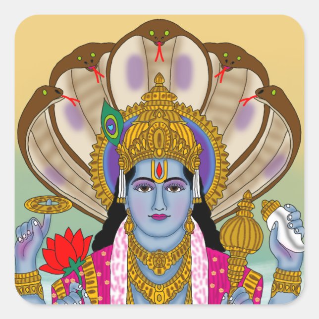 Pegatina Cuadrada Lord Vishnu Stickers (Anverso)