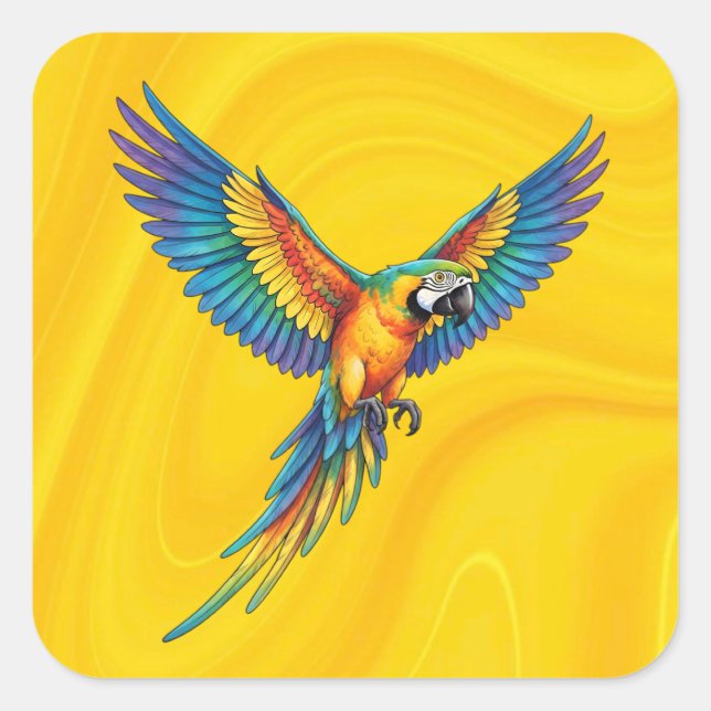 Pegatina Cuadrada Loro (Anverso)
