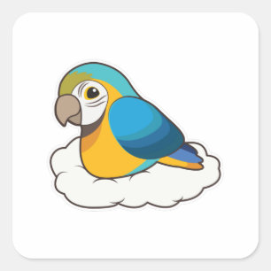 Pegatina Cuadrada Loro con nube