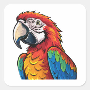 Pegatina Cuadrada Loro guacamayo