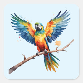 Pegatina Cuadrada Loro tropical