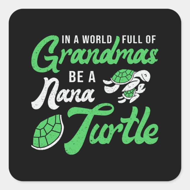Pegatina Cuadrada Los abuelitos sean un regalo oceánico de tortugas  (Anverso)