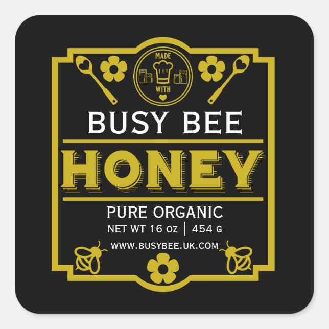 Pegatina Cuadrada Los agricultores comercializan Honey Jar (Anverso)