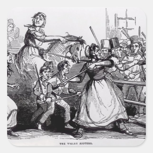 Pegatina Cuadrada Los alborotadores galeses (Anverso)