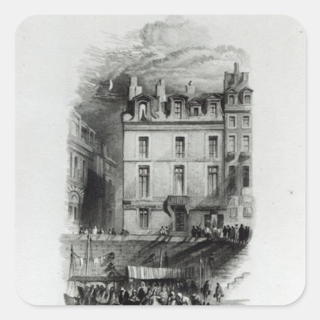 Pegatina Cuadrada Los alojamientos de Napoleón en el Conti Quai, 183 (Anverso)