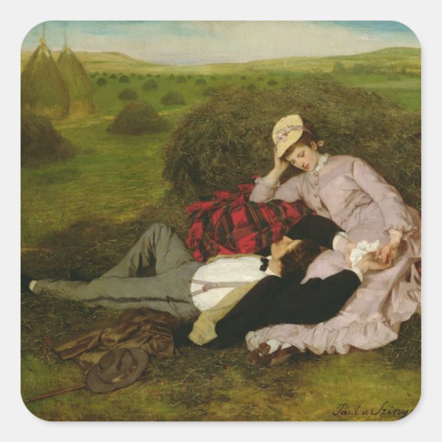 Pegatina Cuadrada Los amantes, 1870 (Anverso)