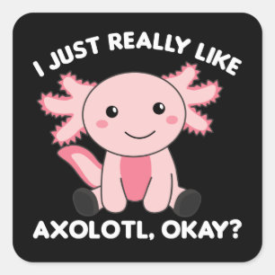 Pegatina Cuadrada Los Amantes De Axolotl Aman A Los Animales Cuidado
