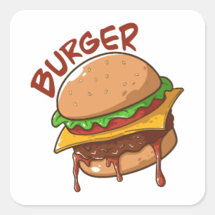Pegatina Cuadrada Los amantes de la hamburguesa