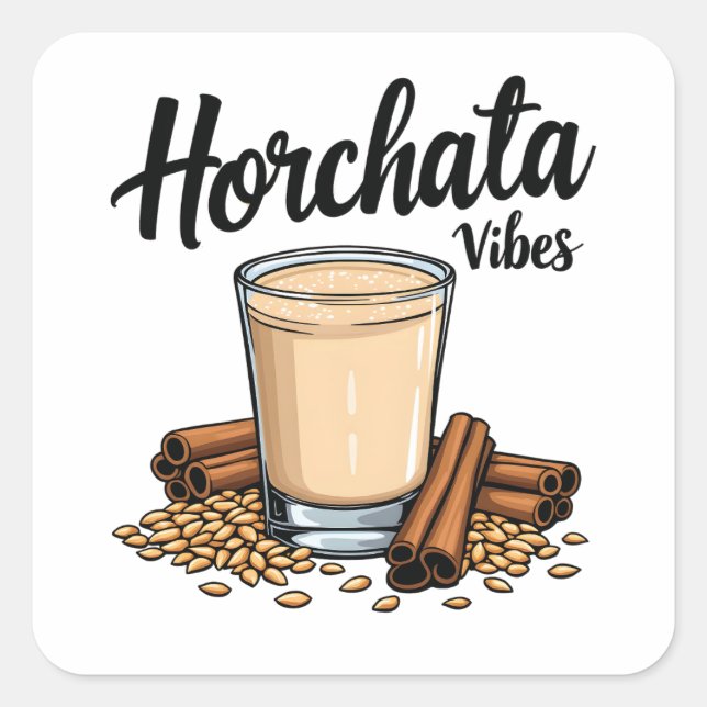 Pegatina Cuadrada Los amantes de las bebidas españolas en Hortacha v (Anverso)