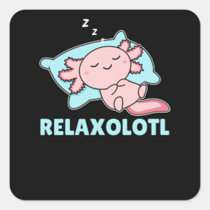 Pegatina Cuadrada Los amantes de Relaxolotl Axolotl, los animales bo