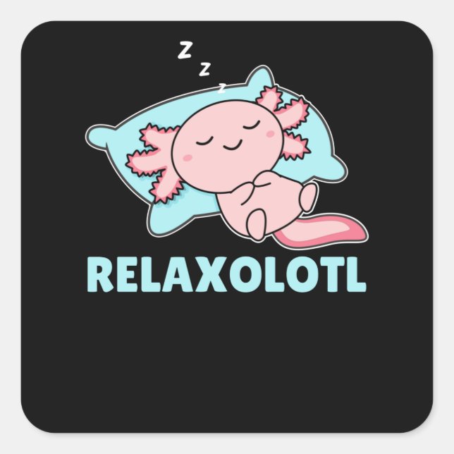 Pegatina Cuadrada Los amantes de Relaxolotl Axolotl, los animales bo (Anverso)