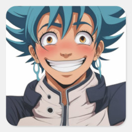 Pegatina Cuadrada Los amantes del arte pop de manga anime se enfrent