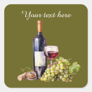 Pegatina Cuadrada Los amantes del vino divertido añaden texto