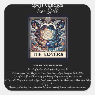 Pegatina Cuadrada Los AMANTES Eéreo Tarot Love Spell Intenciones