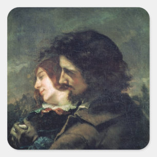 Pegatina Cuadrada Los amantes felices, 1844