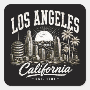 Pegatina Cuadrada Los Ángeles California