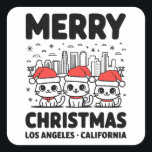 Pegatina Cuadrada Los Angeles City California Merry Christmas USA<br><div class="desc">Diseño de California en Los Ángeles City. Para los amantes de La Ciudad de Los Ángeles solía visitar allí. Representado por el perfil de Los Angeles City y el texto "Los Ángeles". Perfecto para sus seres queridos que están acostumbrados a ir a Los Ángeles. Los Ángeles es una ciudad del...</div>