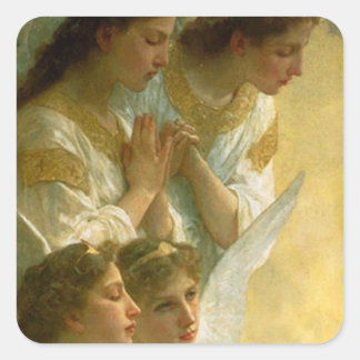 Pegatina Cuadrada Los ángeles de Bouguereau