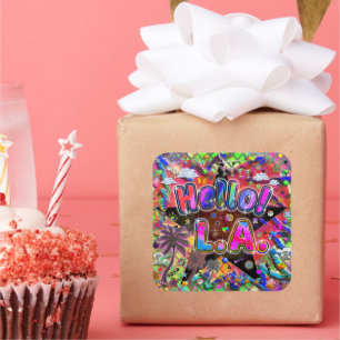 Pegatina Cuadrada Los Ángeles Hola! Pegatina!