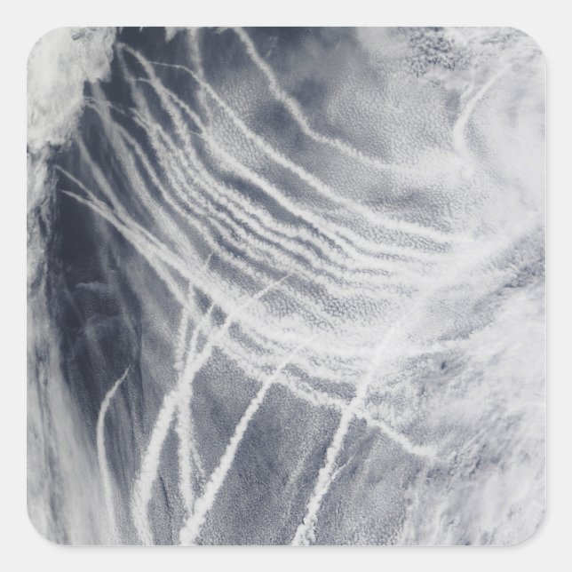 Pegatina Cuadrada Los barcos rastrean el Océano Pacífico septentrion (Anverso)