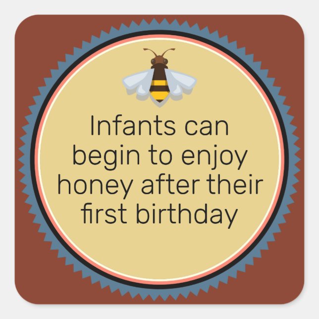 Pegatina Cuadrada Los bebés disfrutan de la miel después del primer  (Anverso)