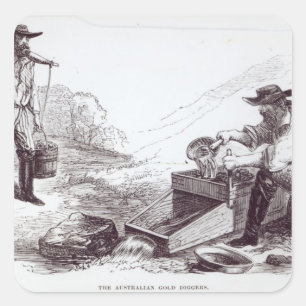 Pegatina Cuadrada Los buscadores de oro australianos