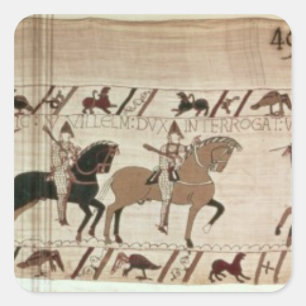 Pegatina Cuadrada Los caballeros del duque William llegan para hacer