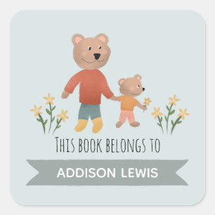 Pegatina Cuadrada Los chicos adoran este libro pertenece al oso y no