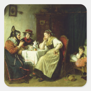 Pegatina Cuadrada Los chismes, 1887