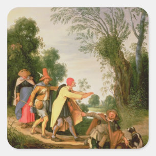 Pegatina Cuadrada Los ciegos conducen a los ciegos