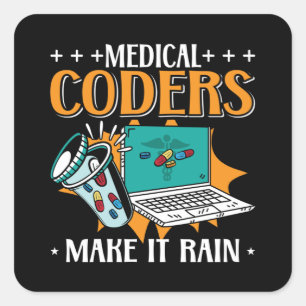 Pegatina Cuadrada Los Códigos Médicos Hacen Que Llueva El Codificado
