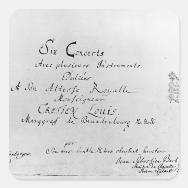 Pegatina Cuadrada Los conciertos de Brandeburgo, 1721 (Anverso)