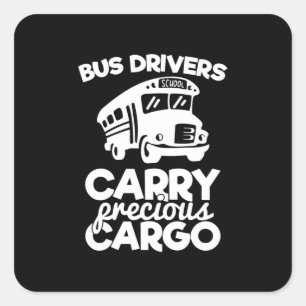 Pegatina Cuadrada Los conductores de autobús transportan cargamento 