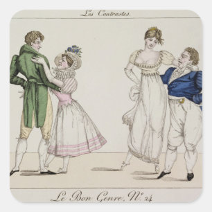 Pegatina Cuadrada Los contrastes, platean 24 de "Le Bon Genre", 1811