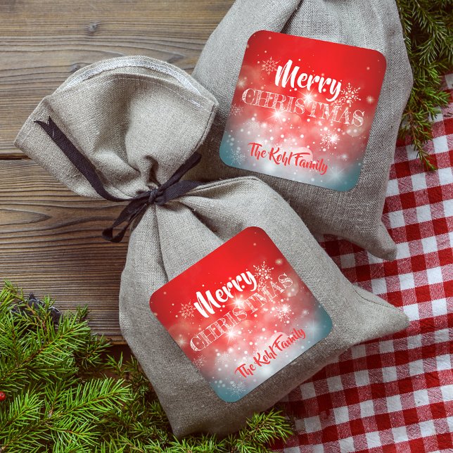 Pegatina Cuadrada Los copos de nieve blancos esparcen y bokean en ro (Subido por el creador)