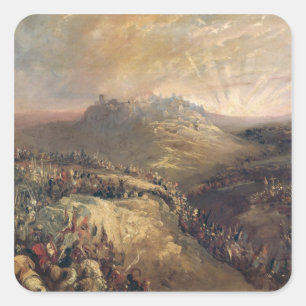 Pegatina Cuadrada Los cruzados antes de Jerusalén
