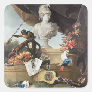 Pegatina Cuadrada Los cuatro continentes: Europa, 1722 (aceite en