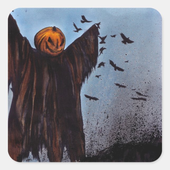 Pegatina Cuadrada Los cuervos se ríen (Anverso)