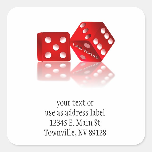Pegatina Cuadrada Los dados de Las Vegas (Anverso)