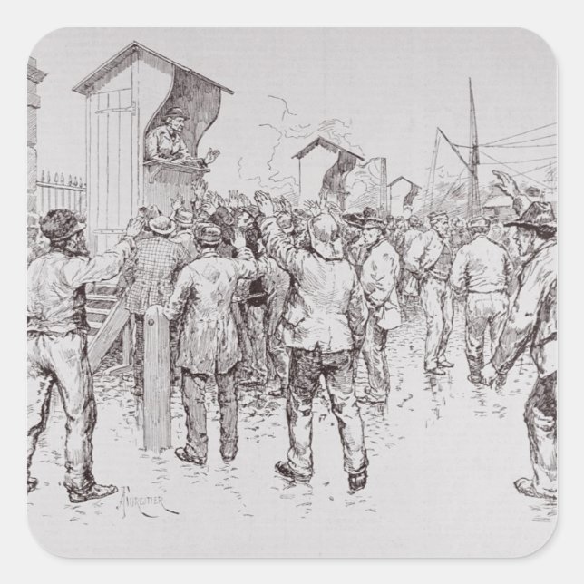 Pegatina Cuadrada Los desempleados de Londres (Anverso)