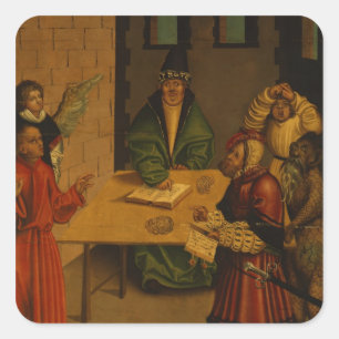 Pegatina Cuadrada Los Diez Mandamientos, 1516