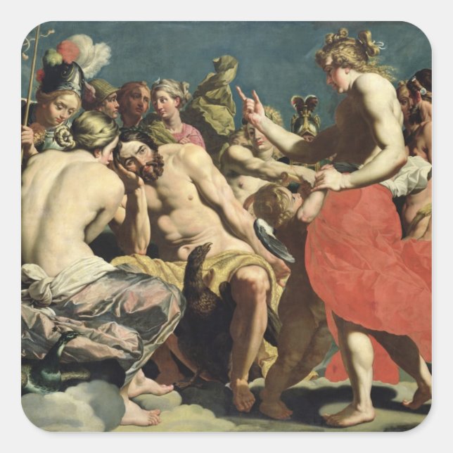 Pegatina Cuadrada Los dioses de Olimpo (Anverso)