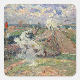 Pegatina Cuadrada Los Dos Trenes