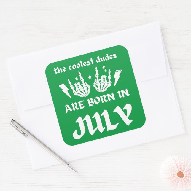 PEGATINA CUADRADA LOS DUDOS MÁS COLOR NACEN EN JULIO (Sobre)