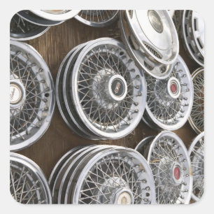 Pegatina Cuadrada Los E.E.U.U., New México, Prewitt: Hubcaps