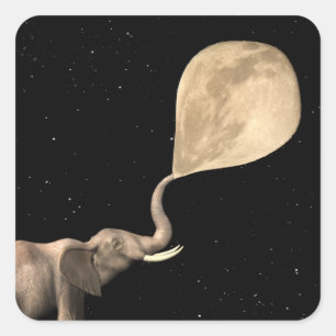 Pegatina Cuadrada Los elefantes hacen la luna llena