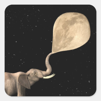 Pegatina Cuadrada Los elefantes hacen la luna llena